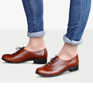 Julia Bo Gatsby Oxford Shoes Brown Leather 41 / US 10 Lace Up
